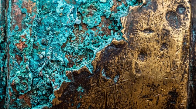 Corrosion and Patina on Aged Brass Metal Surface