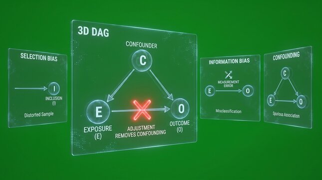 Digital holographic interface displaying 3D DAG statistical data diagrams