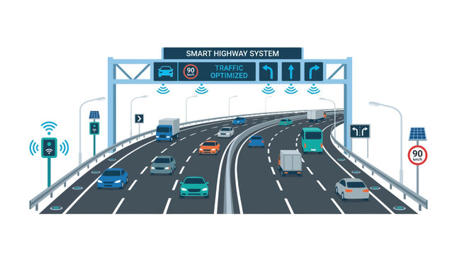 Smart Highway System with AI Traffic Optimization and Connected Cars