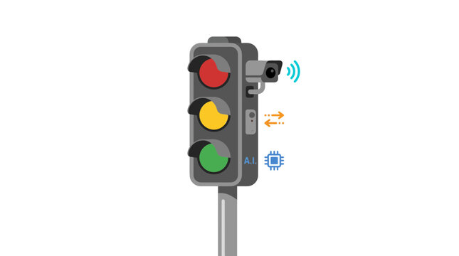 Smart Traffic Light with Camera and AI Chip, Isolated