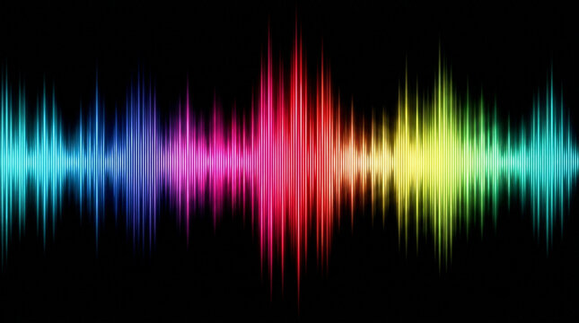 Vibrant colorful sound wave equalizer audio visualization background