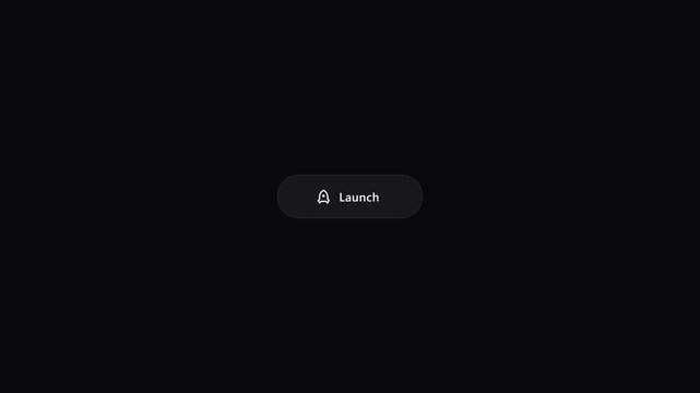 A clean, minimalist UI launch button micro-interaction with smooth, time-based easing and no distracting particles.