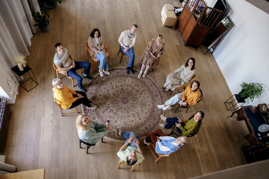 Group therapy meeting in psychotherapy center