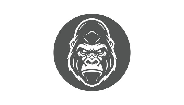 Powerful gorilla head mascot logo within a dark gray circular frame represents strength, wild nature, and competitive esports team emblem.