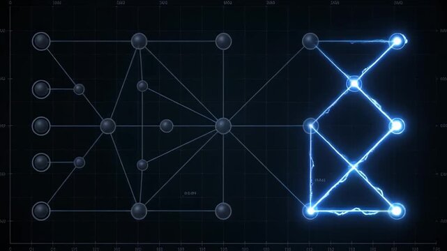 Futuristic glowing blue technology interface puzzle grid showing data connection pathways and circuit nodes