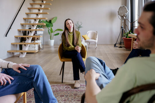 Addiction recovery support group therapy session
