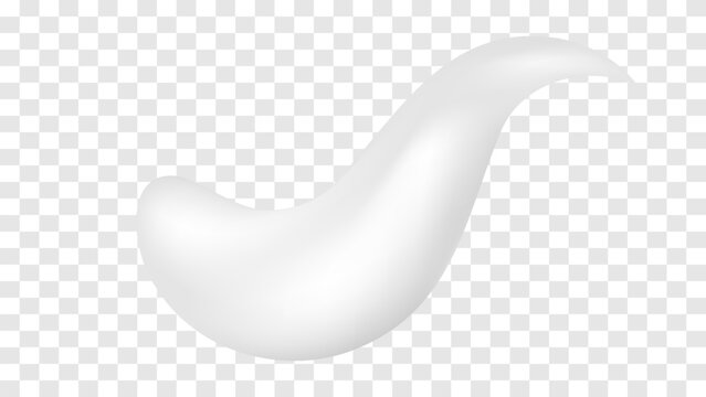 3D White Cosmetic Cream Isolated on Transparent Background. Smooth Lotion Texture for Skincare, Beauty Advertising, Banner, and Presentation. Vector Illustration