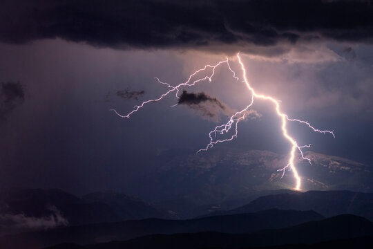 Lightning over mountains