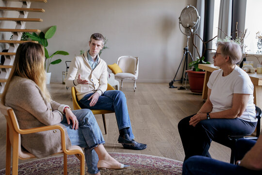 Addiction recovery support group therapy session