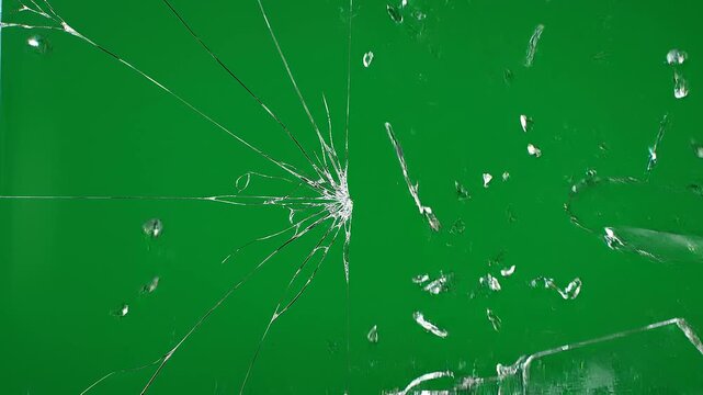 Shattered Glass Effect on Green Screen Background.