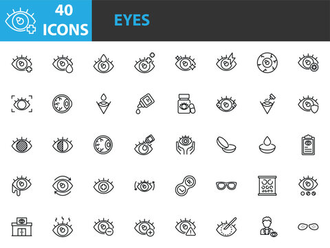 set of eye health icons,  eye care, optical