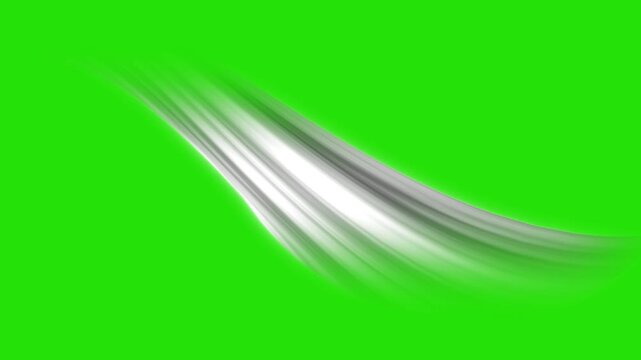 Fresh cool air coming from AC vent, white flowing wind animation, purified air stream effect, soft glowing particles and directional wave lines on green screen background, 4K