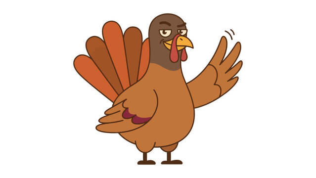 Cartoon turkey waving friendly hand transparent background illustration