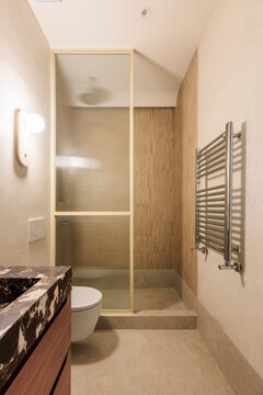 Modern bathroom with towel warmer