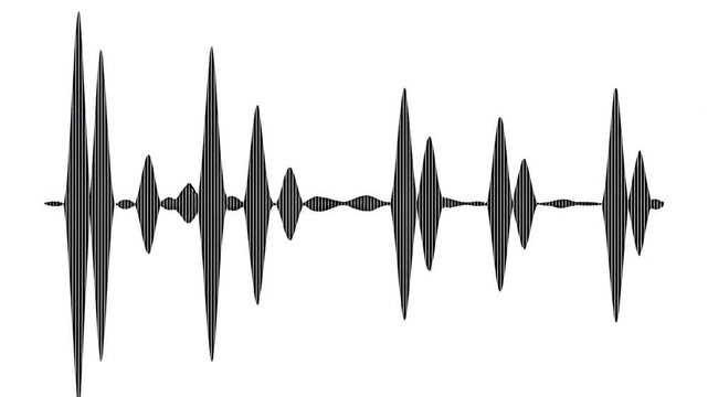 Video animation of a voice recording or broadcasting with sound waveform, voice message in 4k