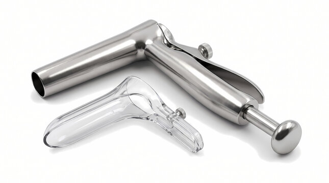Stainless Steel and Plastic Anoscope Speculum Set Isolated on White Background
