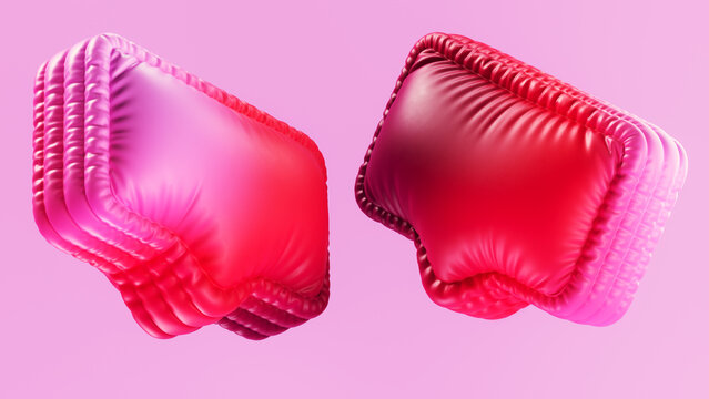 Inflated Speech Bubble Shapes in Pink and Red