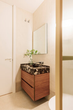 Luxury bathroom vanity with marble top