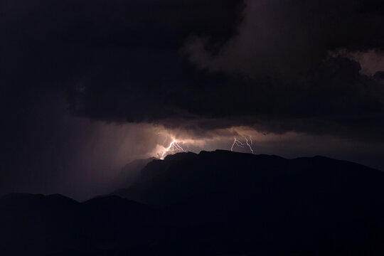 Lightning over mountains