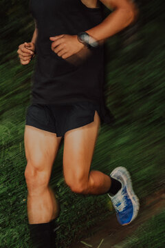 Runner on a Path Through Green Trees in a Park During Daytime