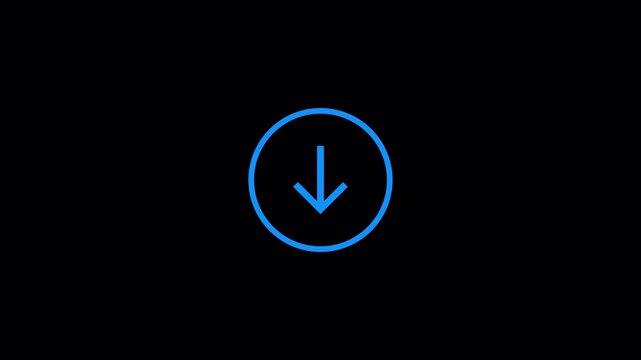 download symbol animation on black background with alpha channel , downloading icon in circle with arrow animated, 4k animation video. 