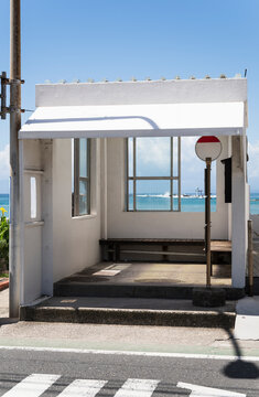 Minimal Seaside Bus Shelter With Ocean View
