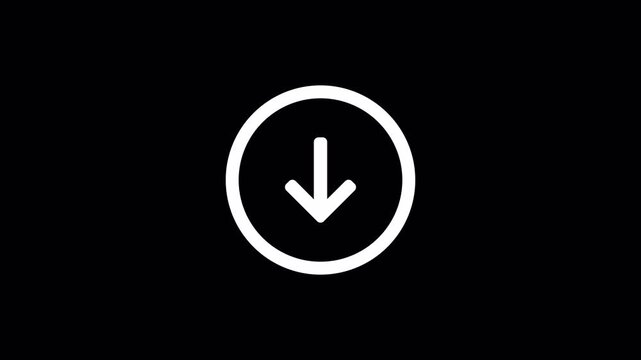 download symbol animation on black background with alpha channel , downloading icon in circle with arrow animated, 4k animation video. 