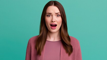 Fototapeta premium Surprised woman with open mouth