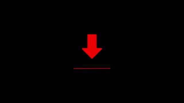download symbol animation on black background with alpha channel , downloading icon in  arrow animated, 4k animation video. 