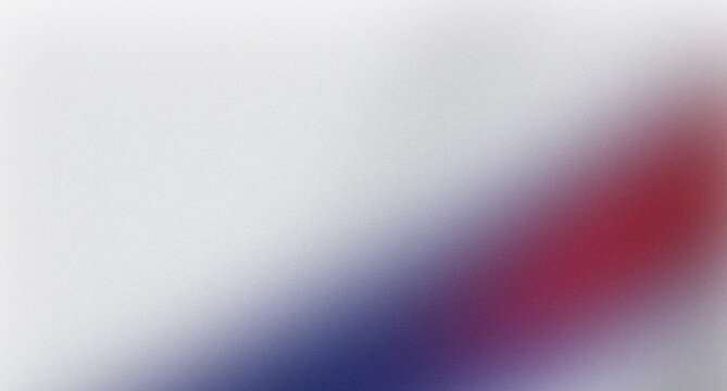 Abstract grainy gradient background with soft red and blue light flares on a white texture