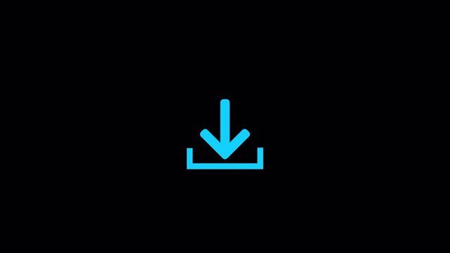 download symbol animation on black background with alpha channel , downloading icon in  arrow animated, 4k animation video. 