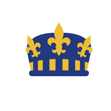 Blue and yellow crown with fleur-de-lis