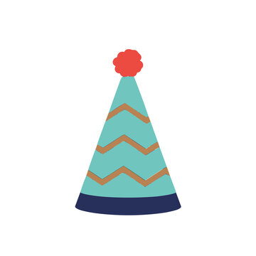 Party hat with zigzag pattern and pompom