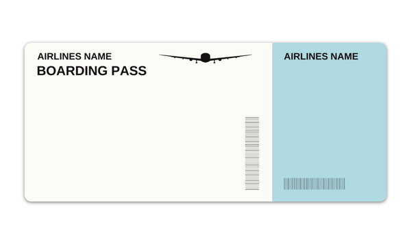 Air ticket template on a white background.	