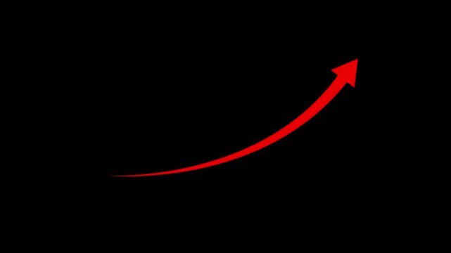 Business graph growth animation on black background 4k video
