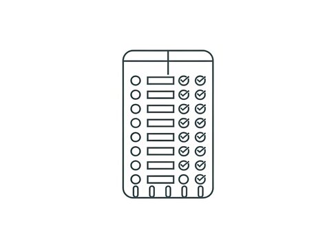 Internal control register with audit evidence and verification symbols for financial oversight