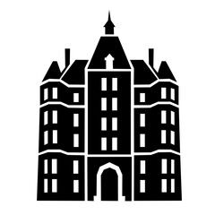 Fototapeta premium Grand Historic Building Geometric Black and White Icon