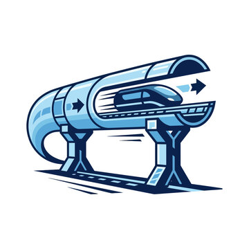 Futuristic high speed hyperloop train in vacuum tube illustration