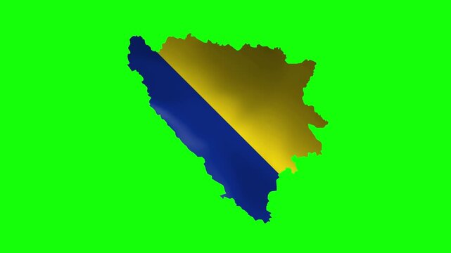 Bosnia and Herzegovina flag map on green screen