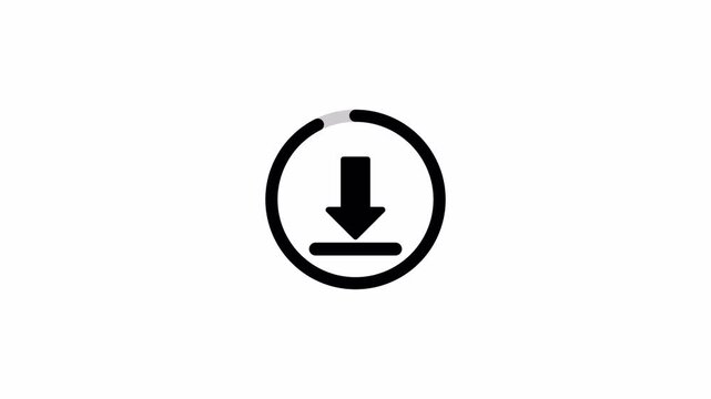 download symbol animation on white transparent background with alpha channel , downloading icon in  arrow animated, 4k animation video. 