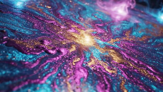 Abstract cosmic fluid dynamics with bright center of light, a beautiful display of celestial flow