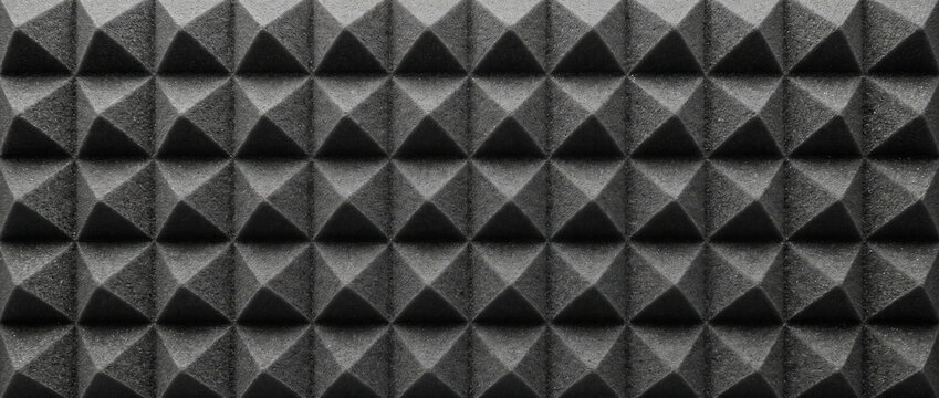 Pattern of pyramid acoustic foam studio wall panel. Soundproofing and sound dampening surface texture