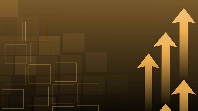 Abstract background with rising arrows and square patterns, symbolizing growth progress success and business increase animation
