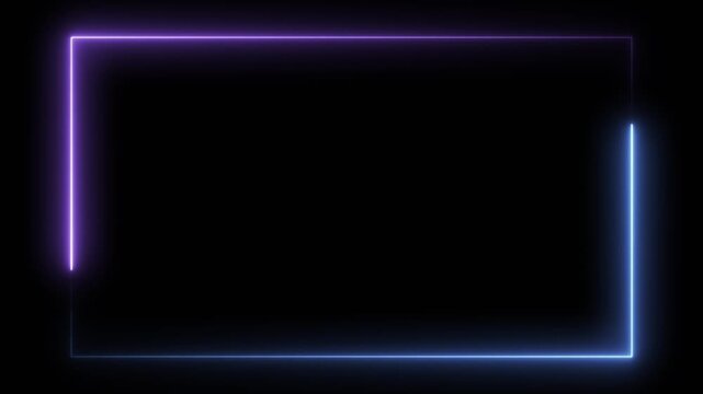 blue and purple neon border frame animation glowing dual color screen outline dark background motion graphic element seamless looping video asset 3840x2160 4k