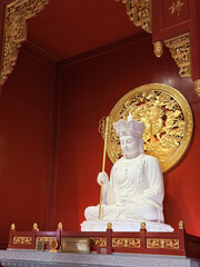 The Tai Hong Kong White Jade Shrine in Bangkok was built to honor His Majesty the King’s 72nd birthday. It is a sacred place known for its elegant white jade statue and peaceful atmosphere. © thanjira.j