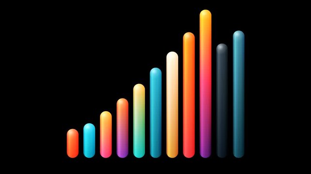 Colorful 3 d bar graph data visualization