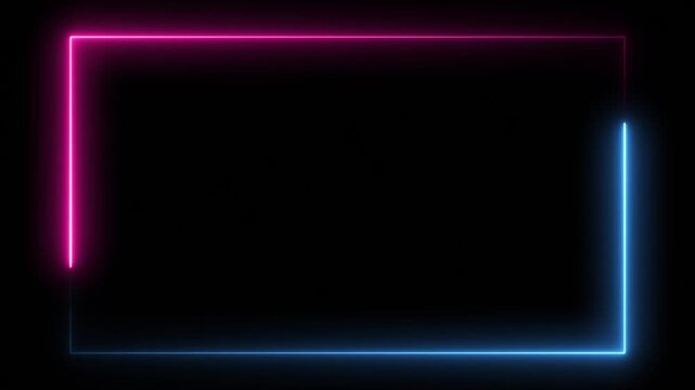 blue and pink neon border frame animation glowing dual color screen outline dark background motion graphic element seamless looping video asset 3840x2160 4k