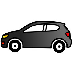 Naklejka premium Black Car Cartoon Isolated on transparan Background