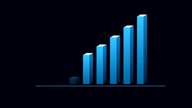 Animated 3 d bar chart showing business growth