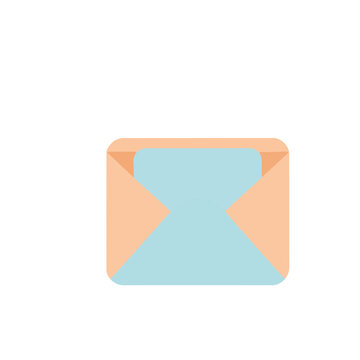 Open peach envelope with light blue insert